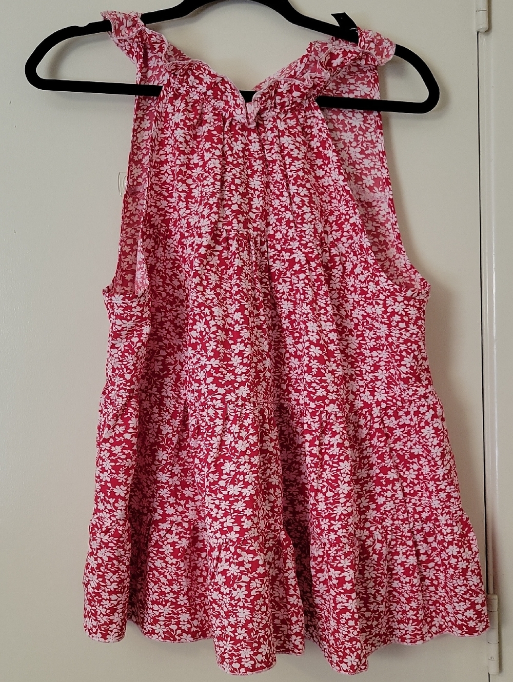 Red Floral Ruffle Halter Top